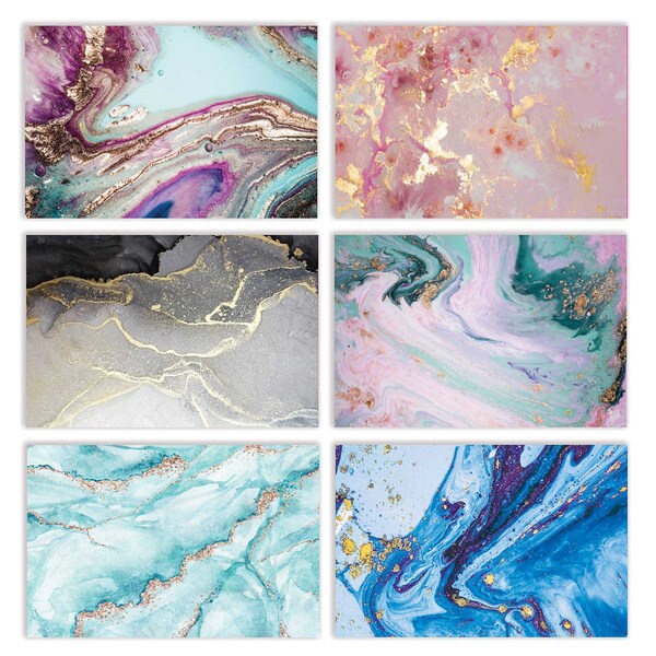Better Office Products All Occasion Greeting Cards & Envs, 4in. x 6in. 6 Marble Stone Designs, Blank Inside, 50PK 64576 - main